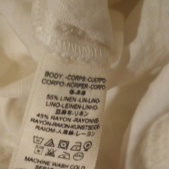 Free People Cream White VNeck Flowy Oversized Linen Mix Jumpsuit A38 - Picture 7 of 8